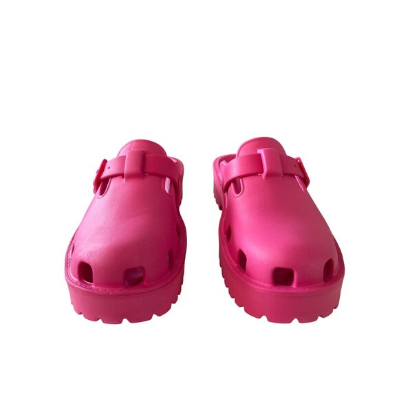 Free People Pink Cutout Buckled Slip-On Mule Clogs Size 7 NEW - Picture 2 of 8